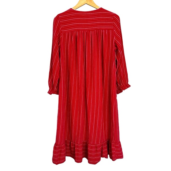 Laura Scott Red White Flannel Long Night Gown Size Large - Picture 8 of 9